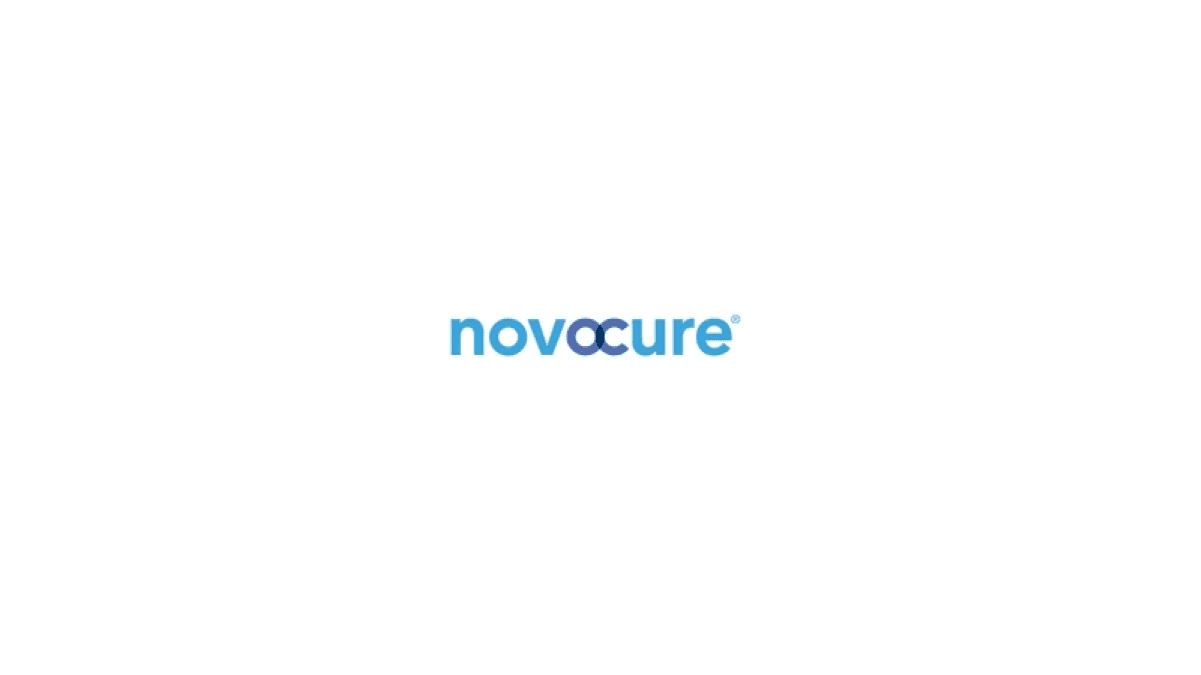 Novocure company logo in light blue on white background